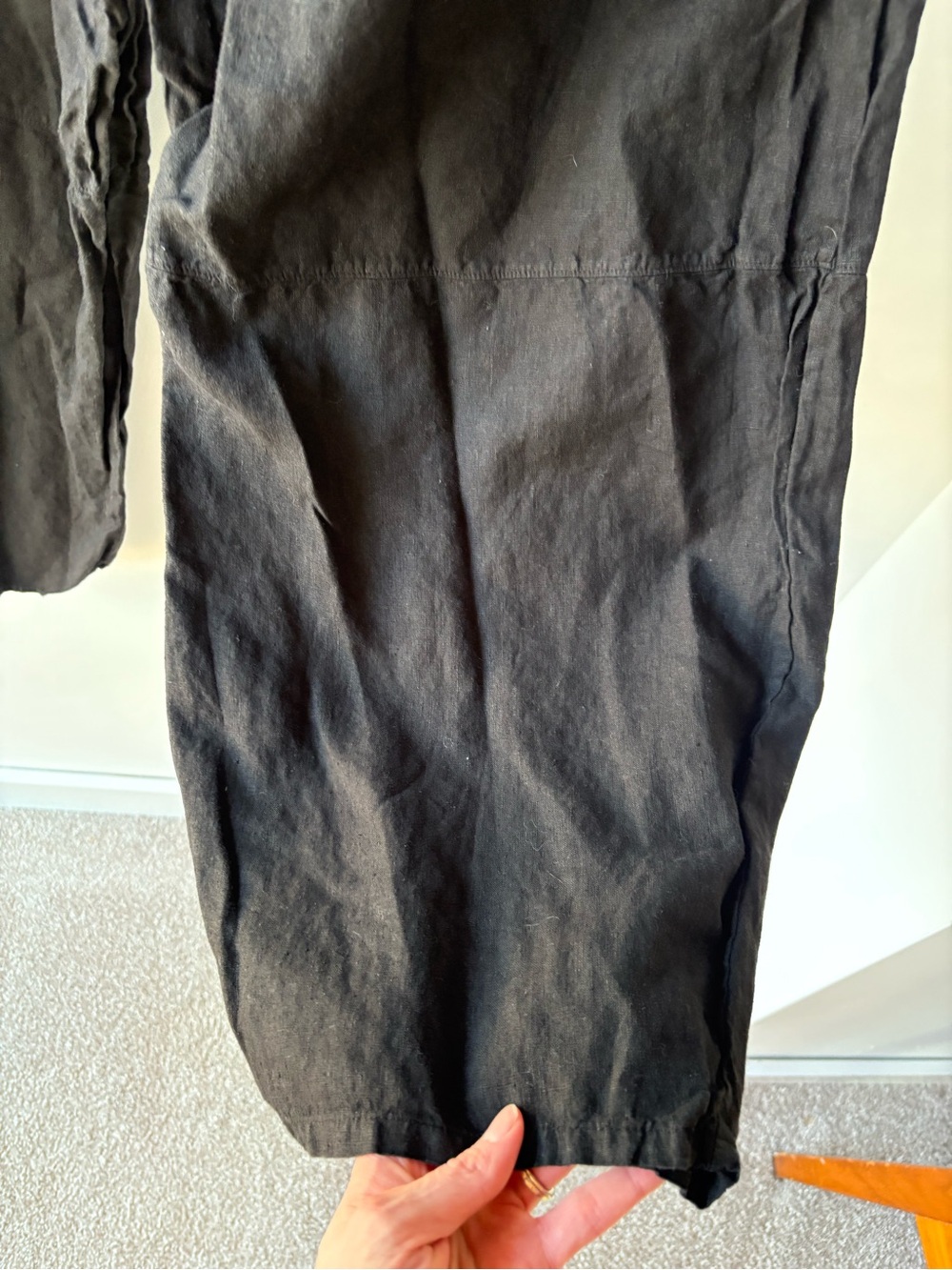 Bryn Walker Olivier Black Linen Lantern Pants Elastic Waist Crop Balloon Barrel - Picture 7 of 7